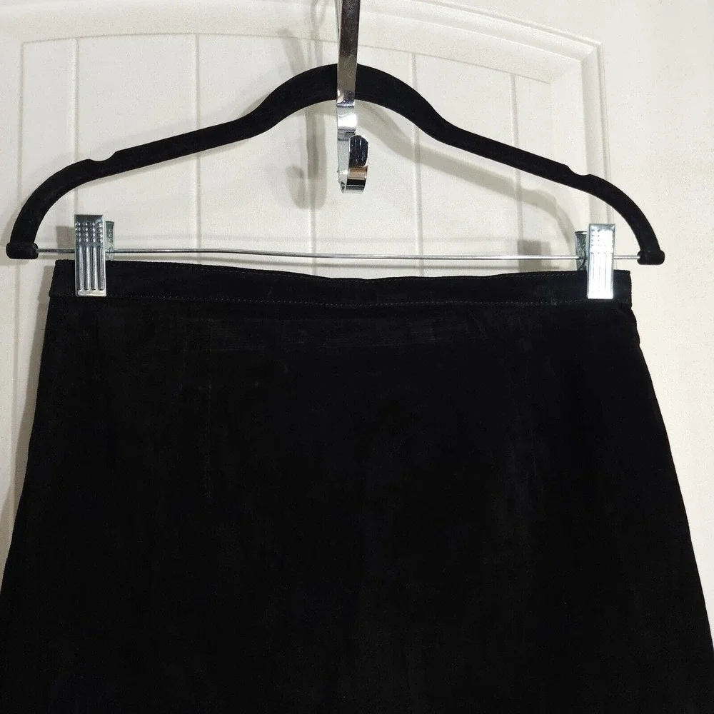 Vintage Rem Garson Pencil Skirt Womens 8 Black Suede Lined Back Slit Zip